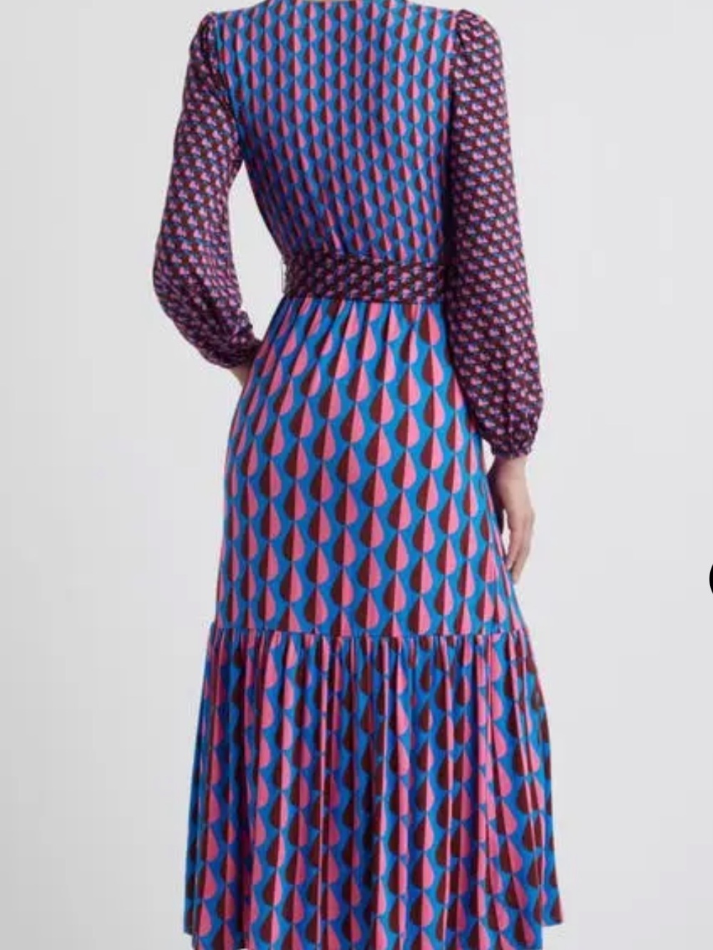 Boden Ophelia Faux Wrap Maxi Dress Multicolor Jersey Raindrop Tie Waist Sz 12R - Picture 2 of 12